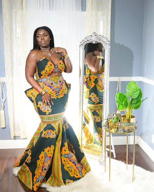 "Goddess of the Forest" Ankara Mermaid Gown