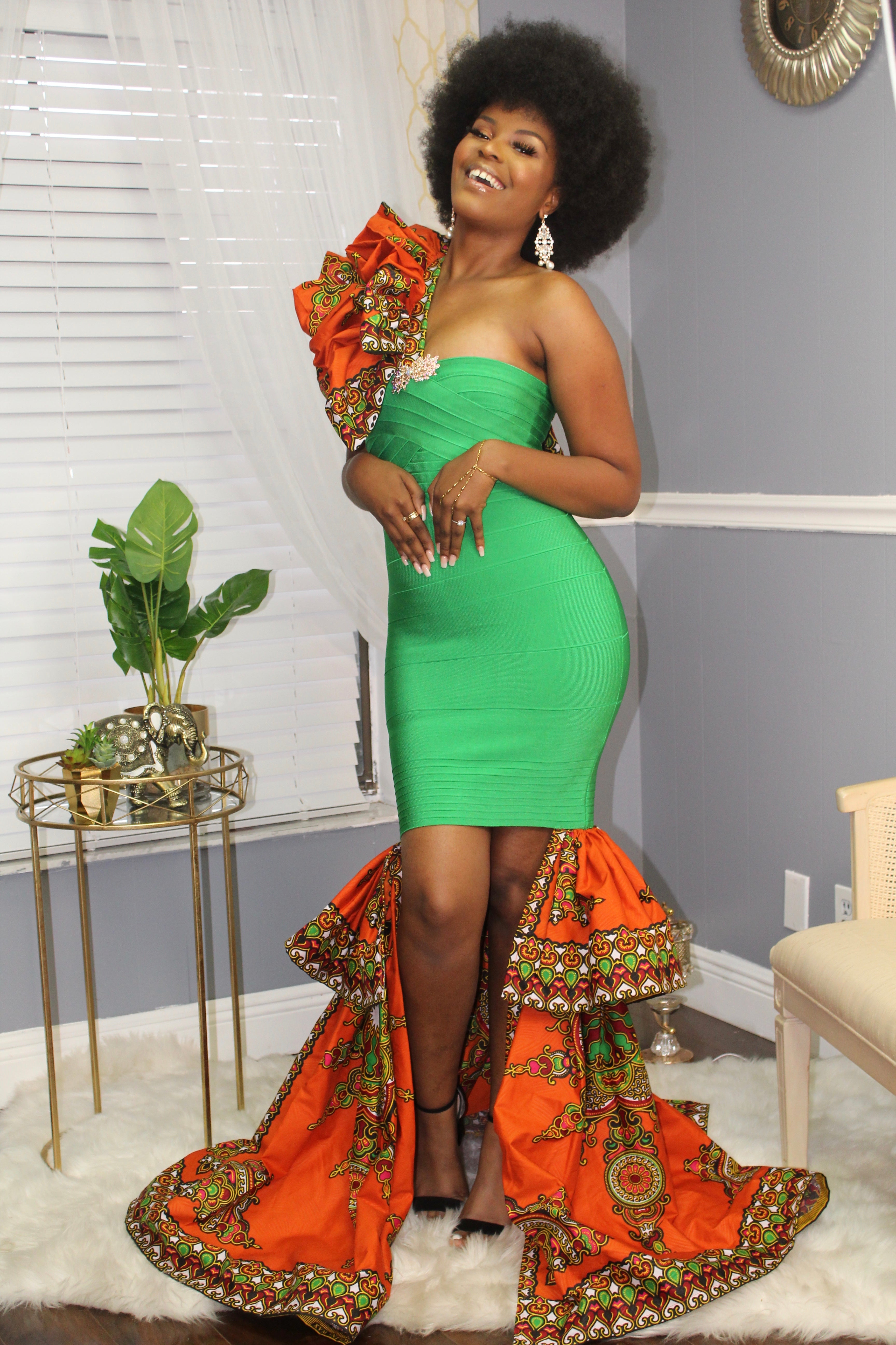 "Goddess of Royalty" Asymmetrical Sleeve Bandage Dress