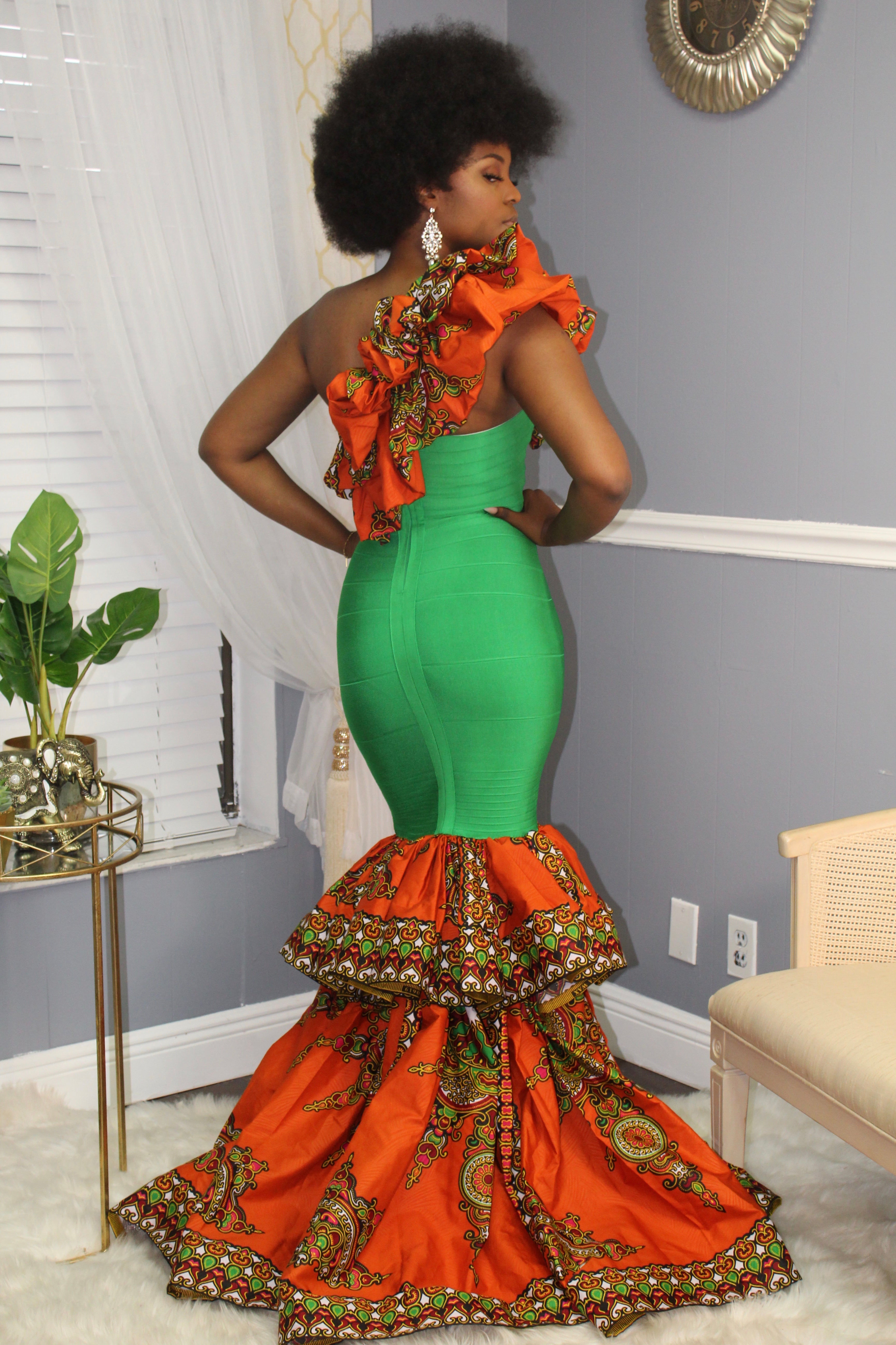 "Goddess of Royalty" Asymmetrical Sleeve Bandage Dress